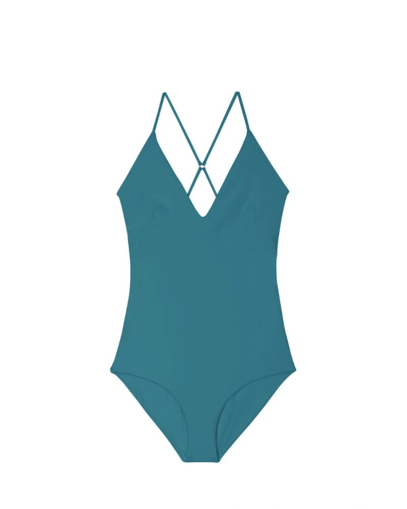 Front of a size L Mikoh Las Palmas in Turquoise in Turquoise by MIKOH. | dia_product_style_image_id:334731